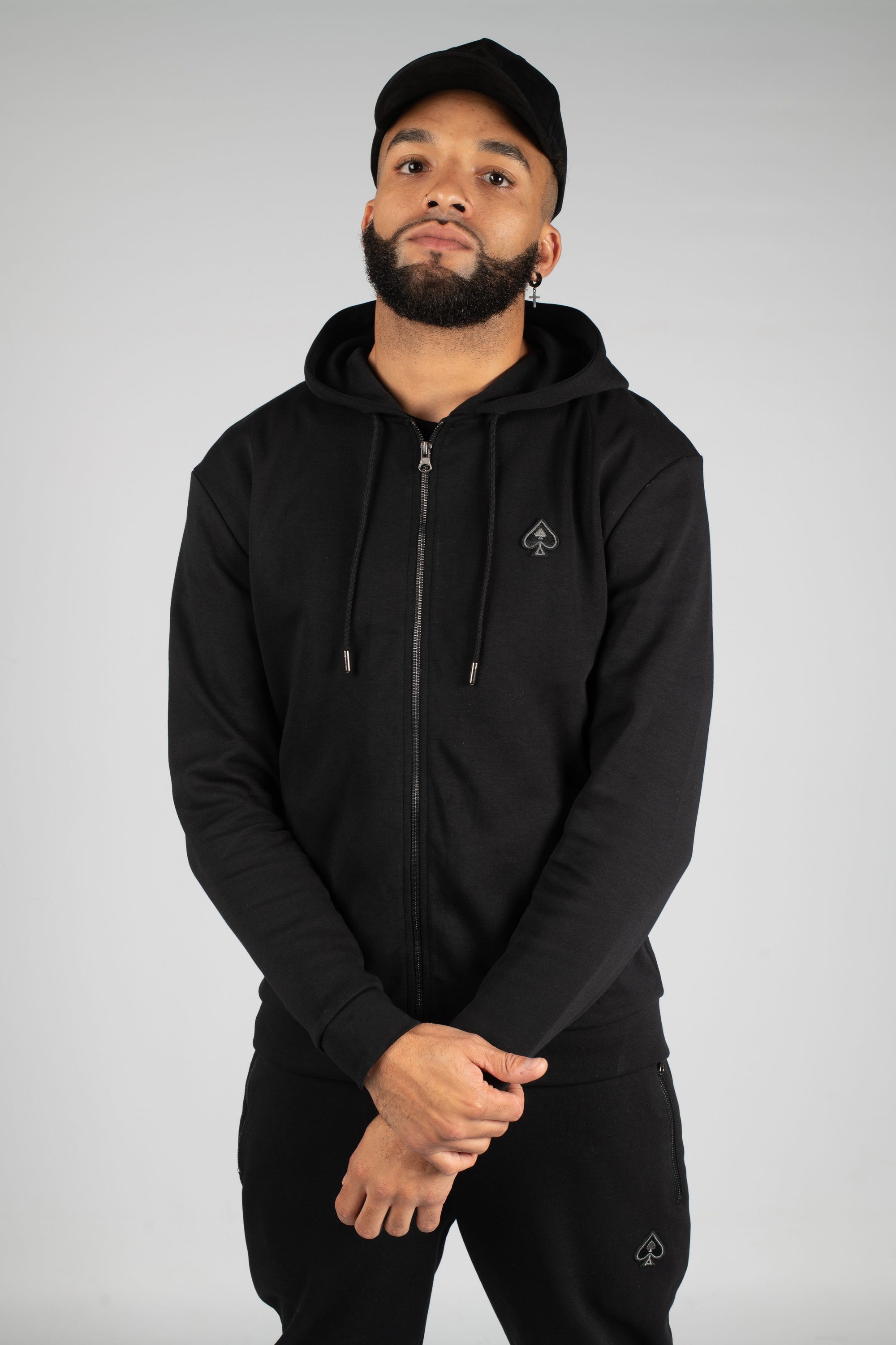 Small Spade Zip Hoodie Black