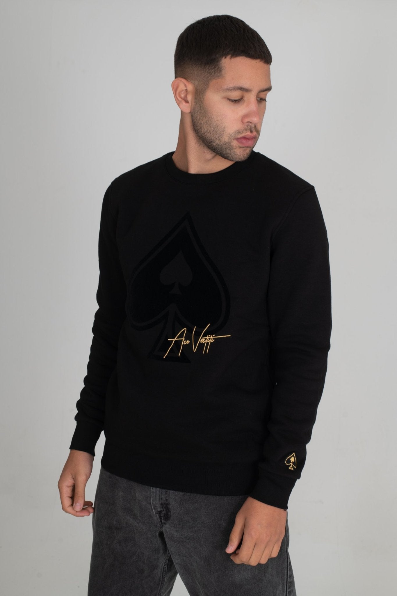 Ace Flocked Spade Sweatshirt - Black - ACE VESTITI