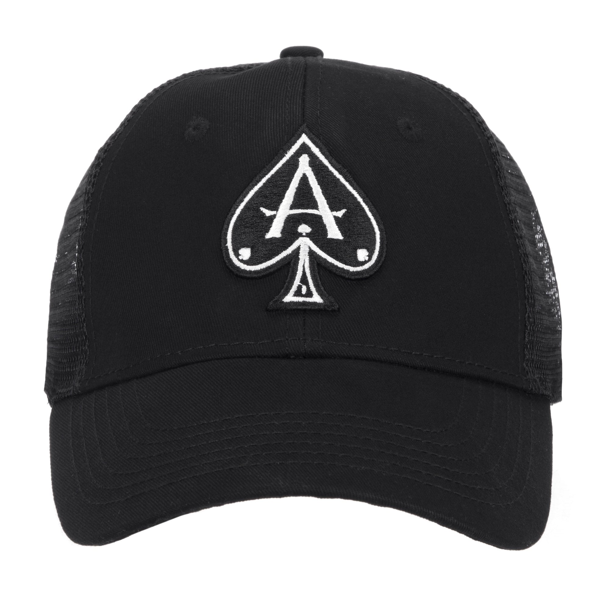 Headwear - Black Trucker With Black/White Ace